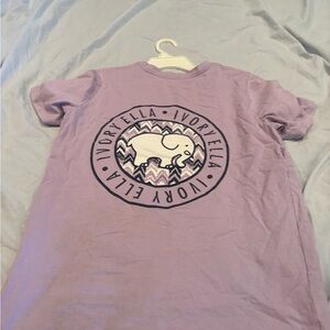 Ivory Ella Purple Short Sleeve Tee with Graphic Design